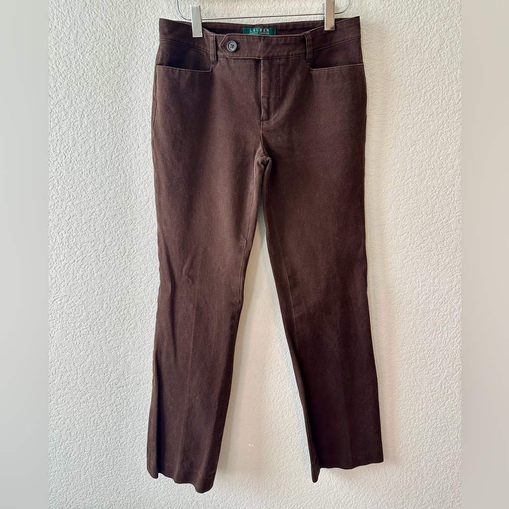 Ralph Lauren Adelle Dark Brown Cotton Straight Leg Pants Women’s Size 2